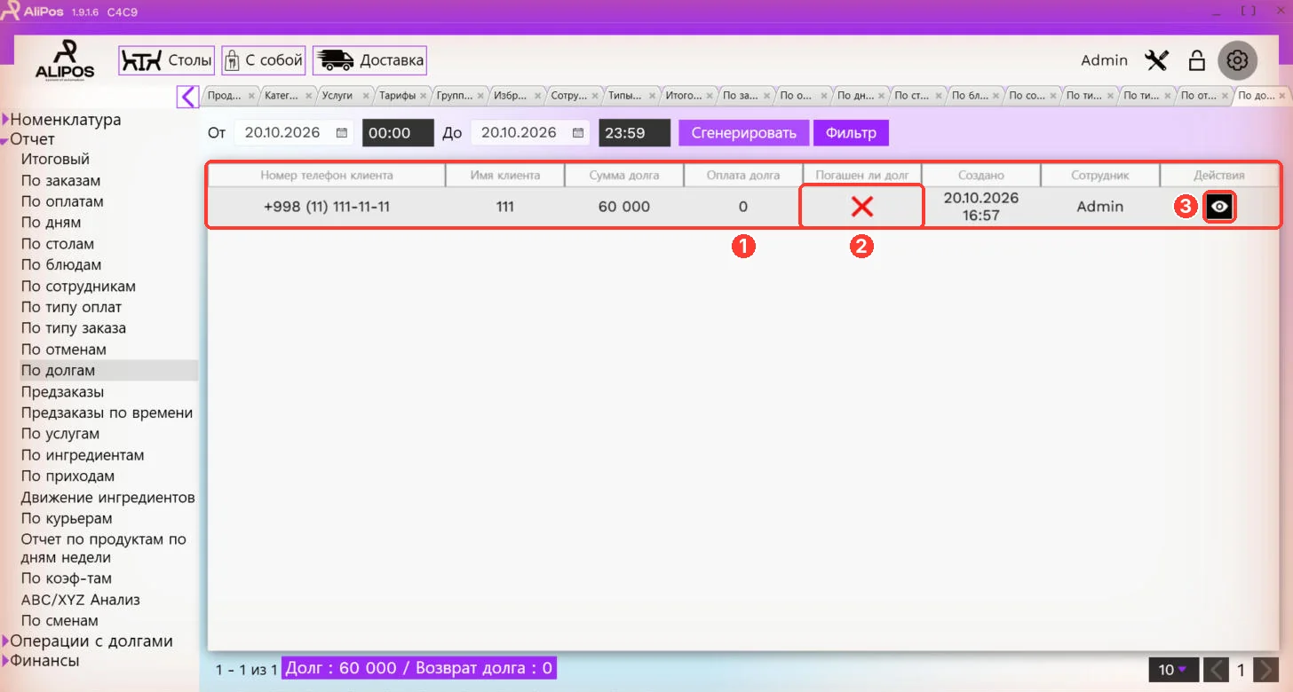 Qarzlar bo'yicha hisobot
