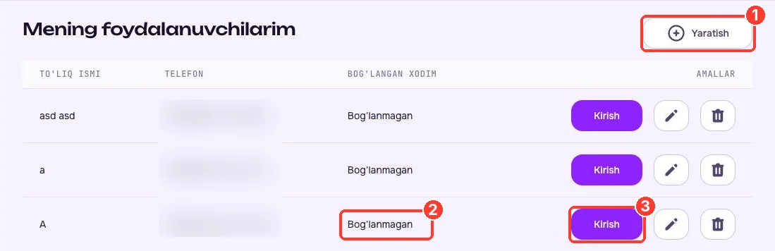 Mening foydalanuvchilarim