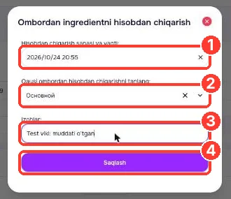 Yangi hisobdan chiqarish